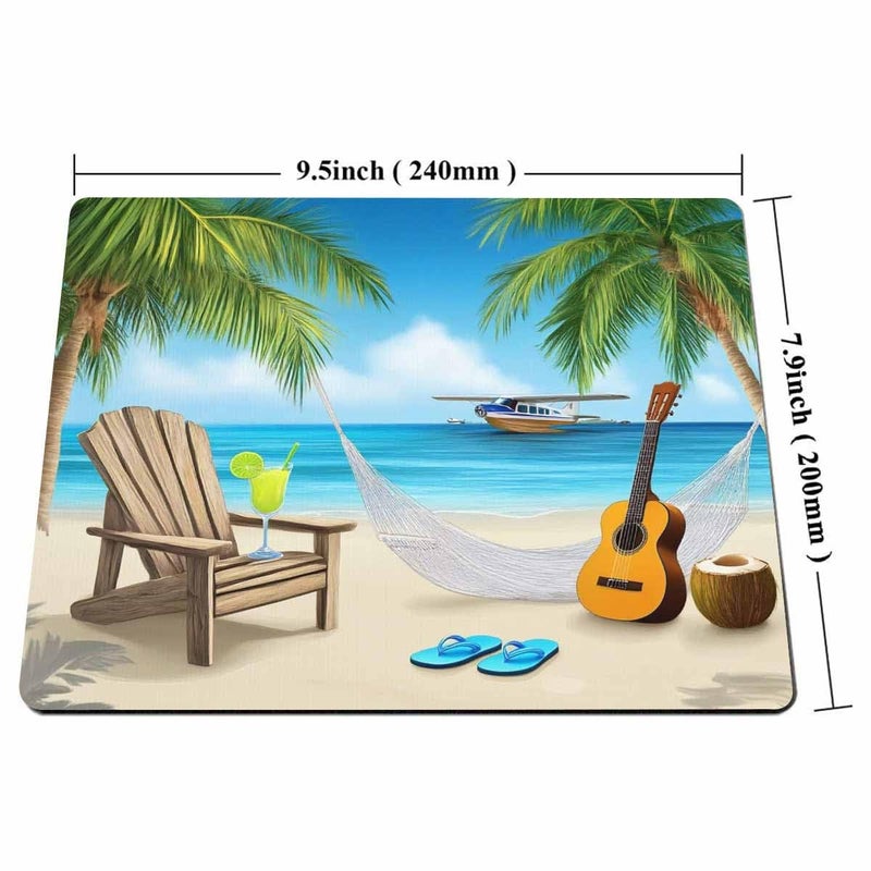 Smooffly Beaches Mouse Pad Custom,Island Animals Animated Paradise Island Guitar on The Beach Personality Gaming Mouse Pad - Image 2